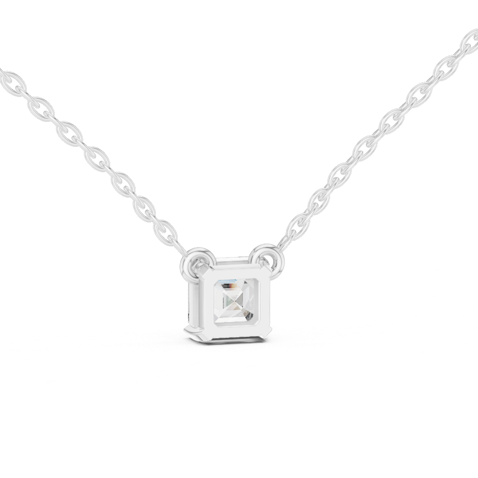 Asscher Cut Solitaire Lab-Grown Diamond Pendant in White Gold