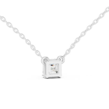 Asscher Cut Solitaire Lab-Grown Diamond Pendant in White Gold