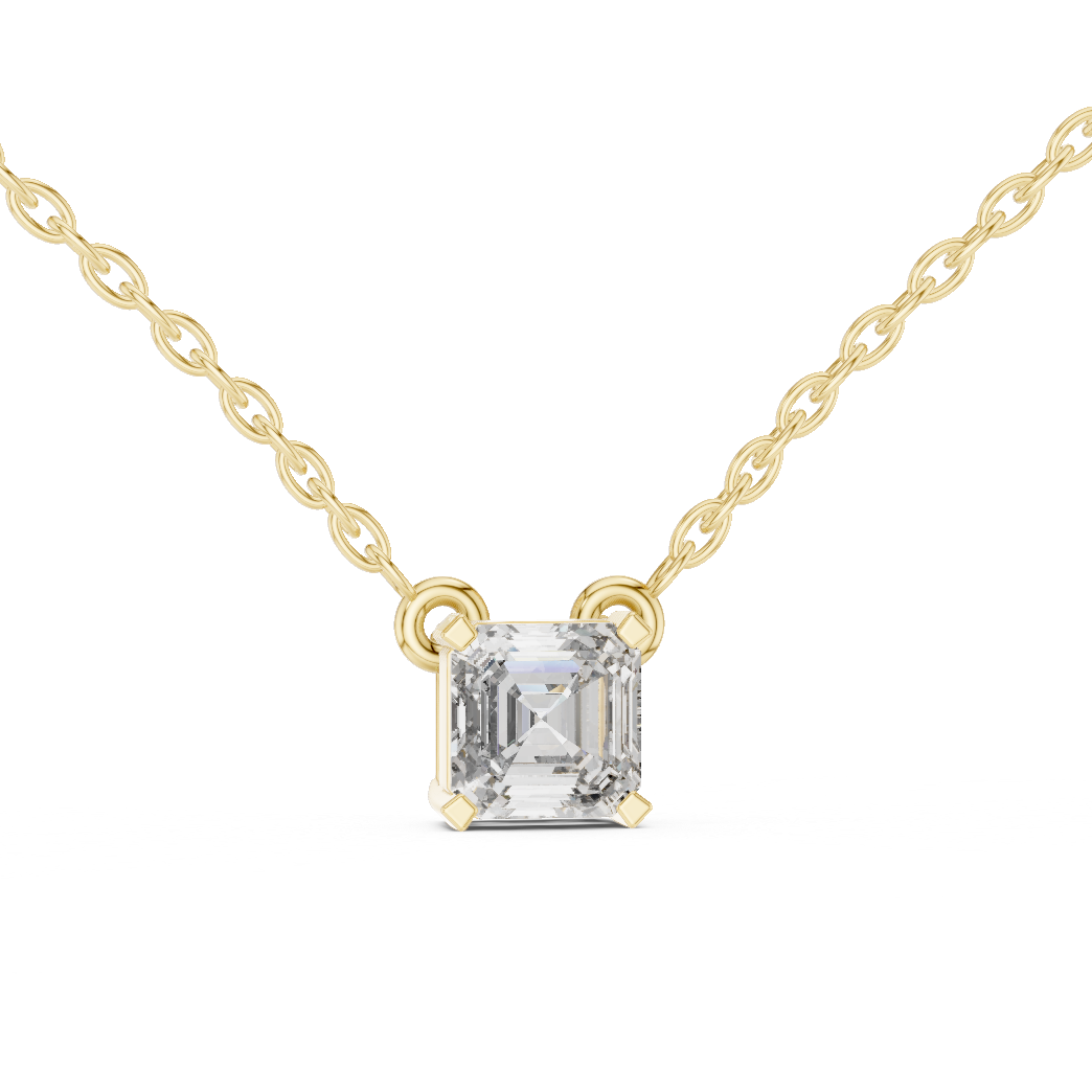 Asscher Cut Solitaire Lab-Grown Diamond Pendant in White Gold