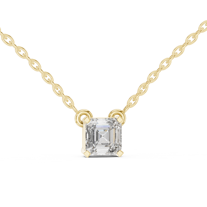Asscher Cut Solitaire Lab-Grown Diamond Pendant in White Gold