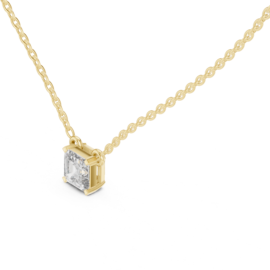 Asscher Cut Solitaire Lab-Grown Diamond Pendant in White Gold