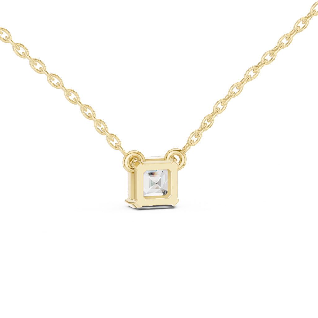 Asscher Cut Solitaire Lab-Grown Diamond Pendant in White Gold