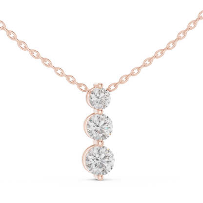Three Stone Round Lab-Grown Diamond Solitaire Pendantin Rose Gold
