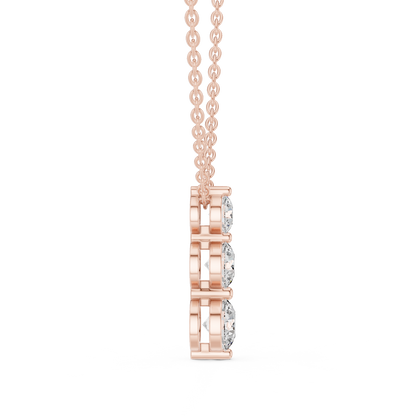 Three Stone Round Lab-Grown Diamond Solitaire Pendantin Rose Gold