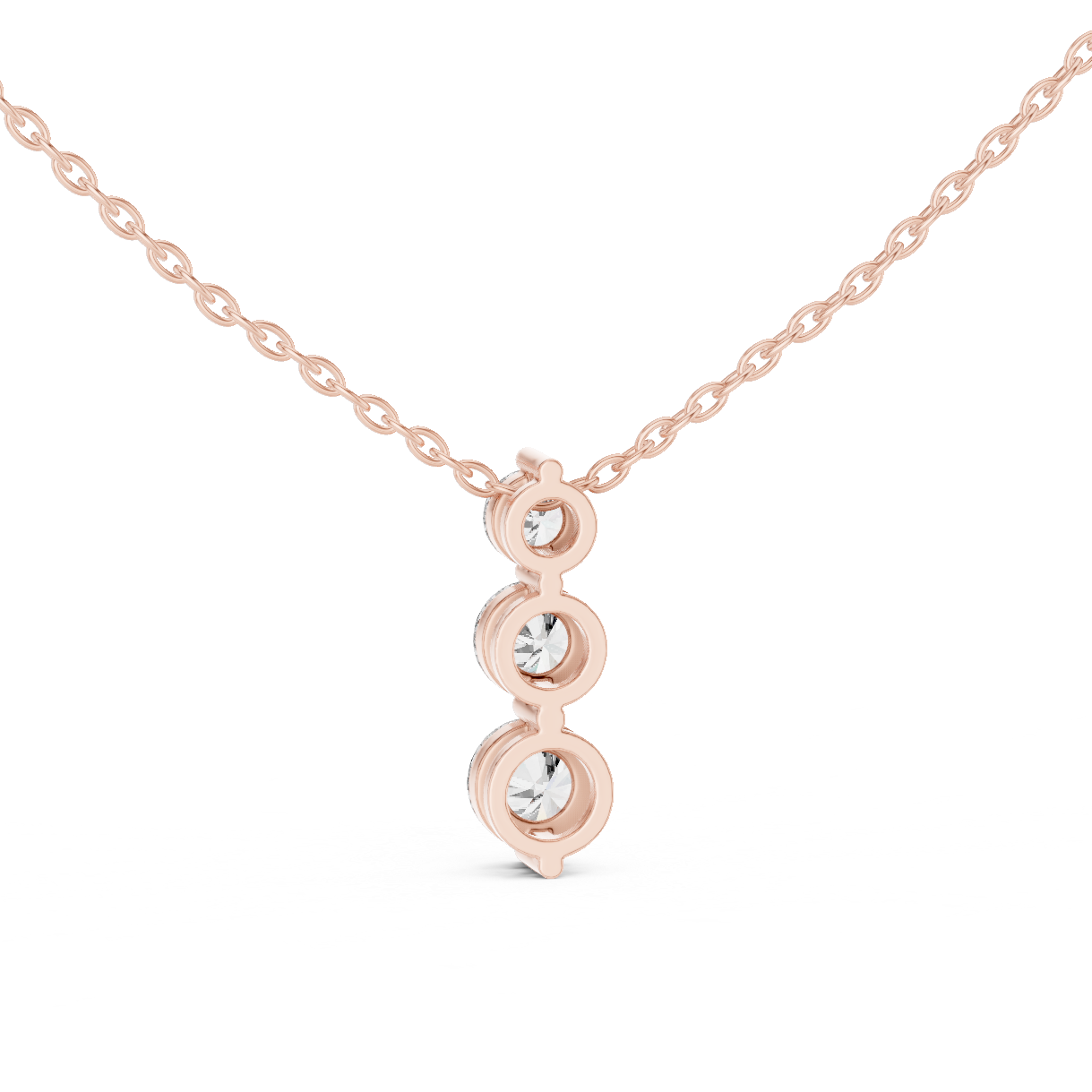 Three Stone Round Lab-Grown Diamond Solitaire Pendantin Rose Gold