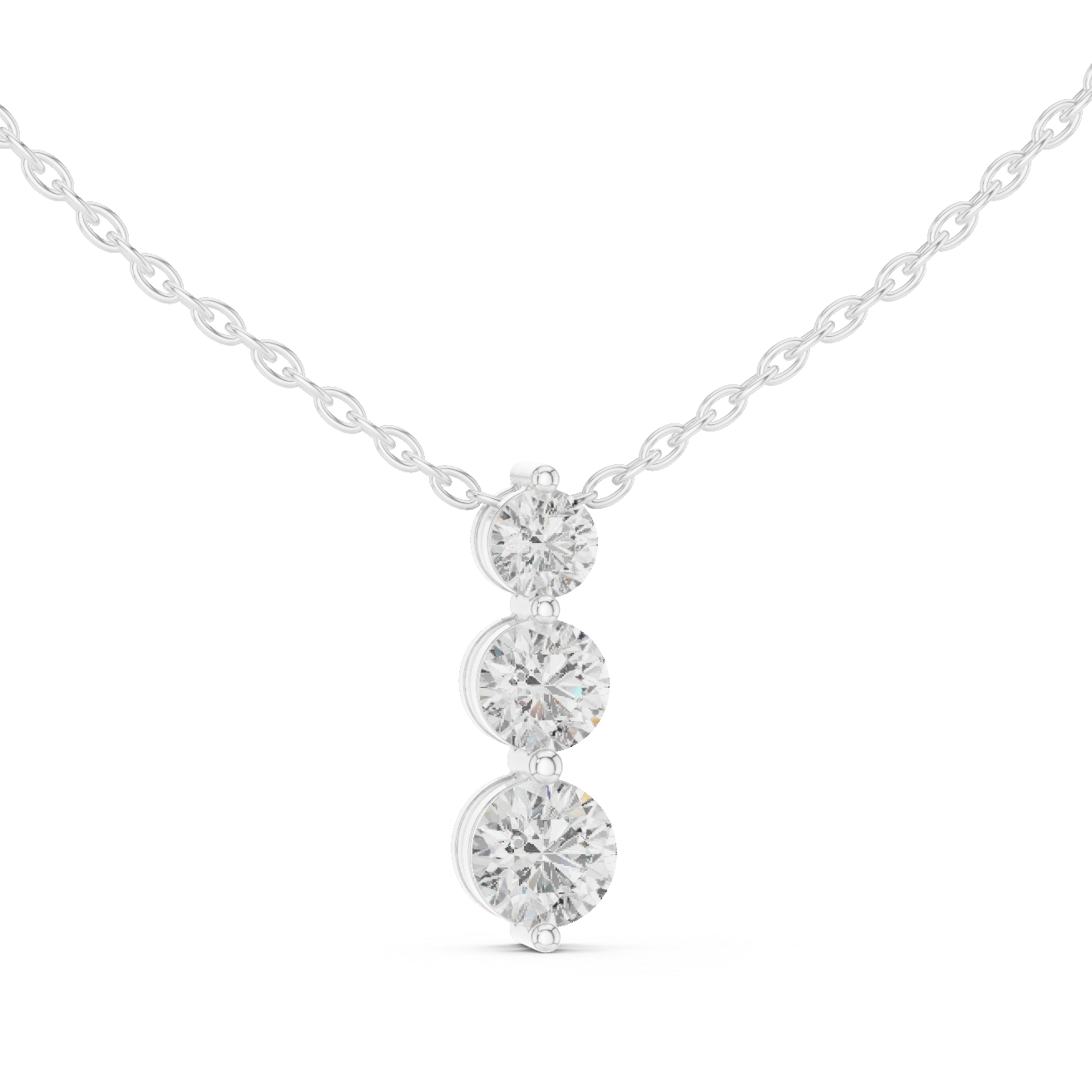 Three Stone Round Lab-Grown Diamond Solitaire Pendantin Rose Gold
