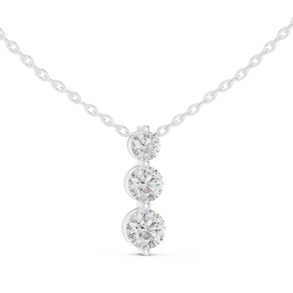 Three Stone Round Lab-Grown Diamond Solitaire Pendantin Rose Gold