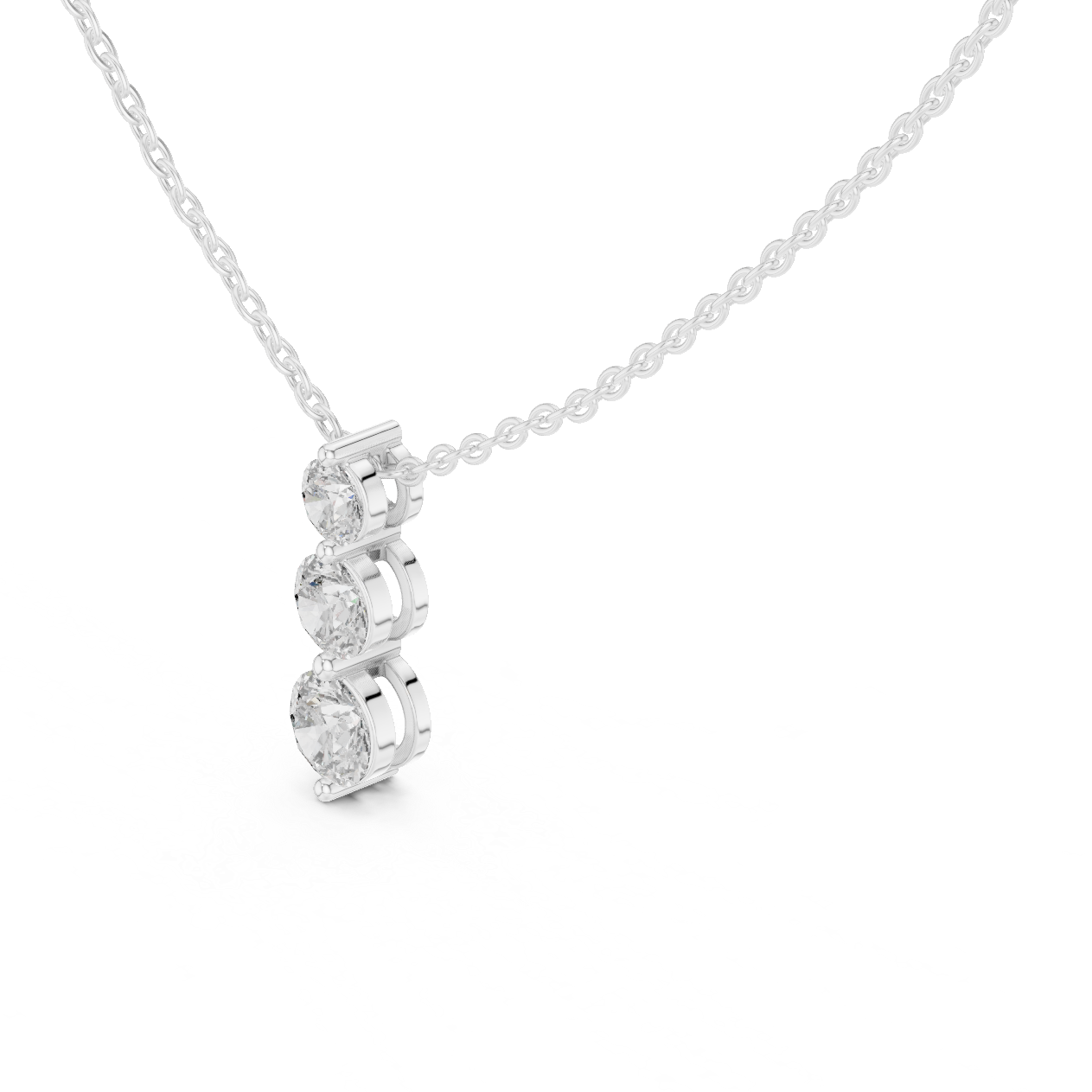 Three Stone Round Lab-Grown Diamond Solitaire Pendantin Rose Gold