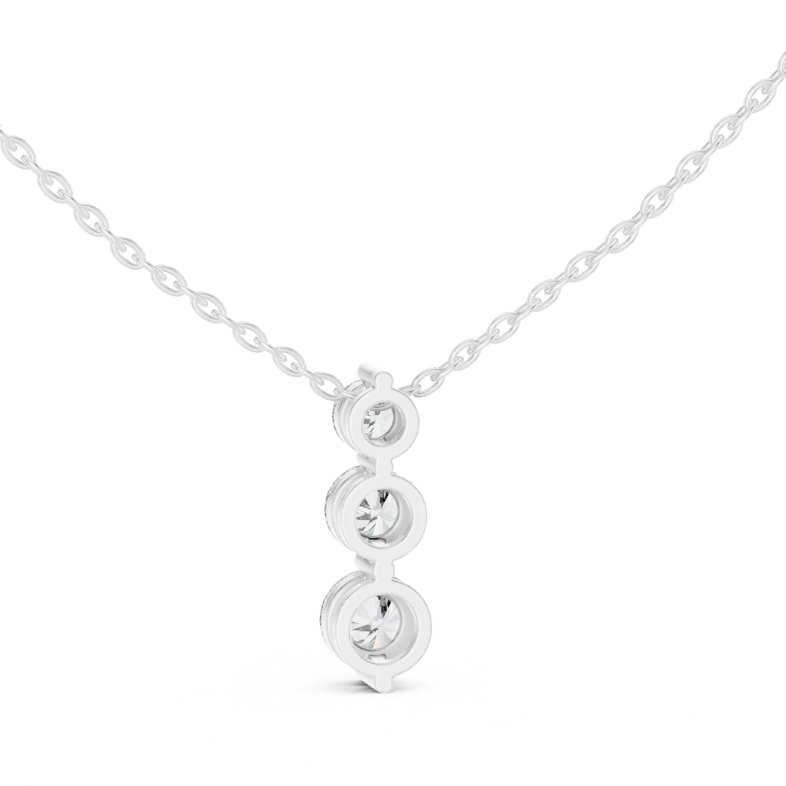 Three Stone Round Lab-Grown Diamond Solitaire Pendantin Rose Gold