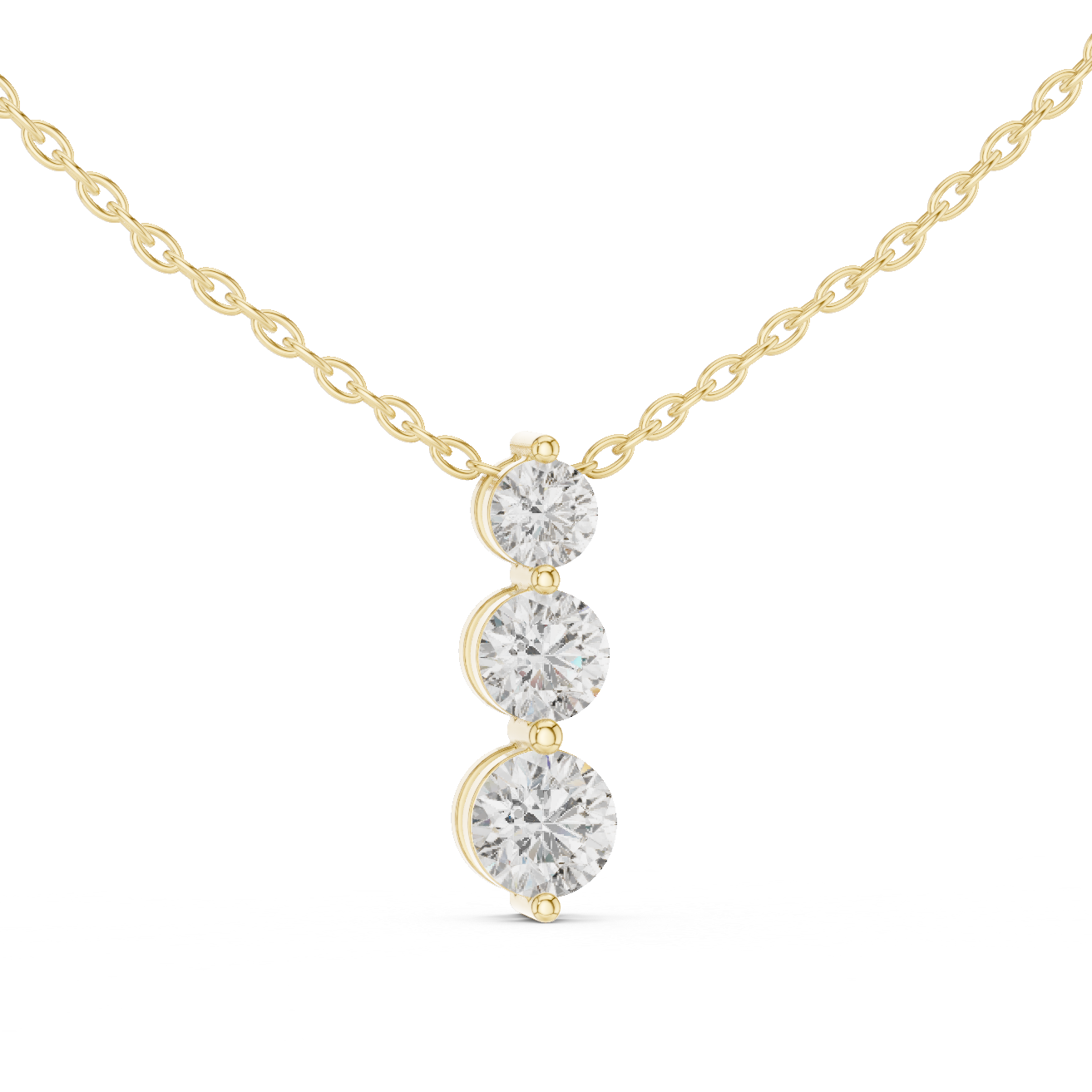 Three Stone Round Lab-Grown Diamond Solitaire Pendantin Rose Gold