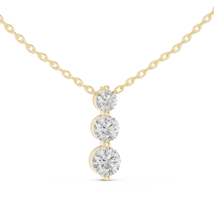 Three Stone Round Lab-Grown Diamond Solitaire Pendantin Rose Gold