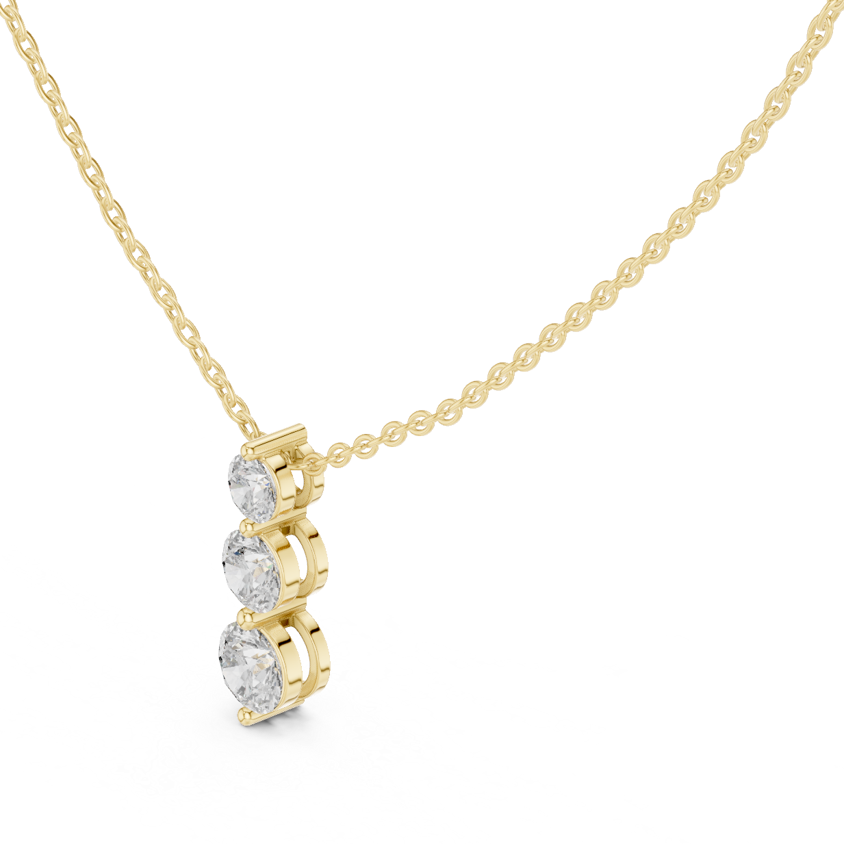 Three Stone Round Lab-Grown Diamond Solitaire Pendantin Rose Gold