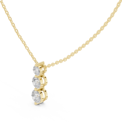 Three Stone Round Lab-Grown Diamond Solitaire Pendantin Rose Gold