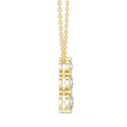 Three Stone Round Lab-Grown Diamond Solitaire Pendantin Rose Gold