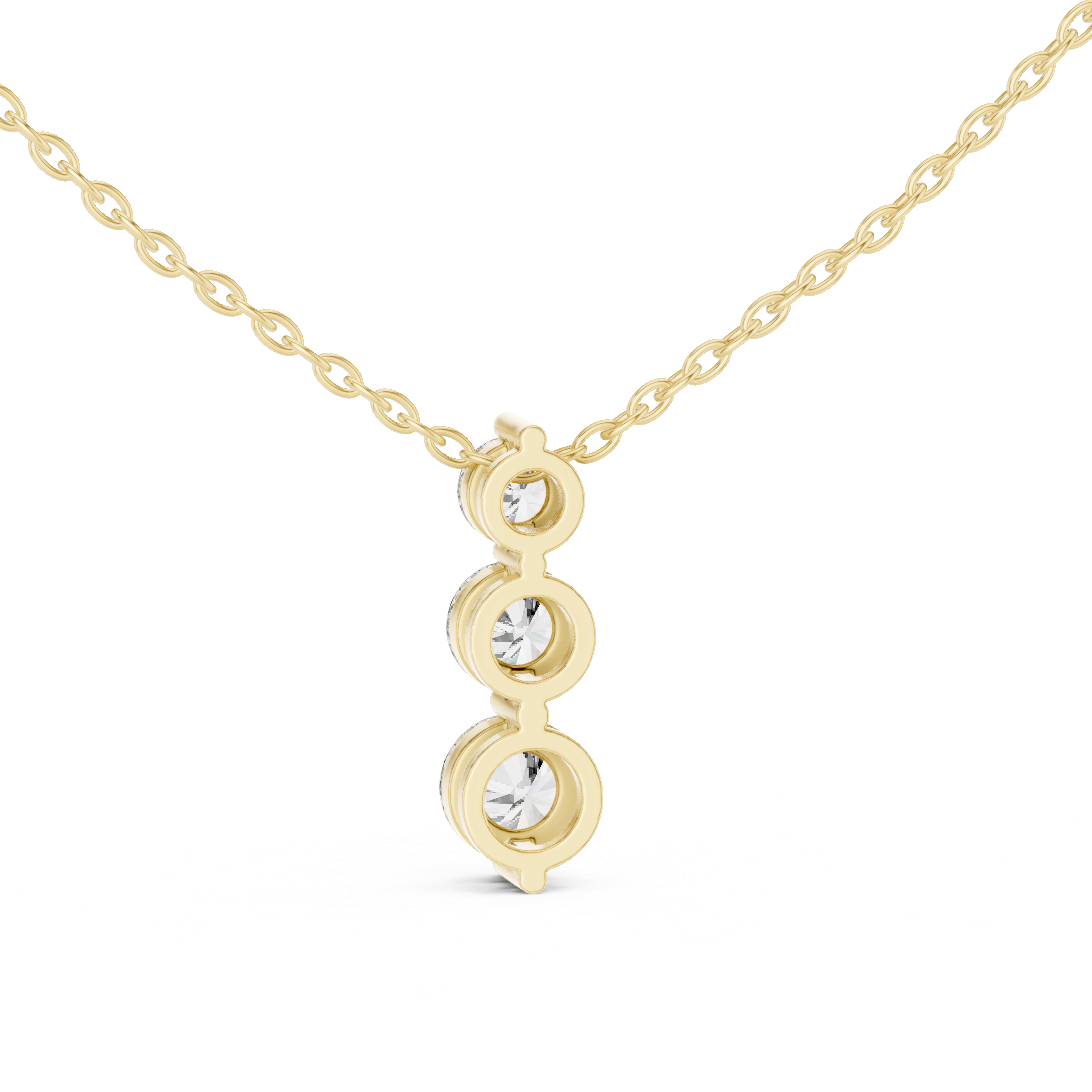 Three Stone Round Lab-Grown Diamond Solitaire Pendantin Rose Gold