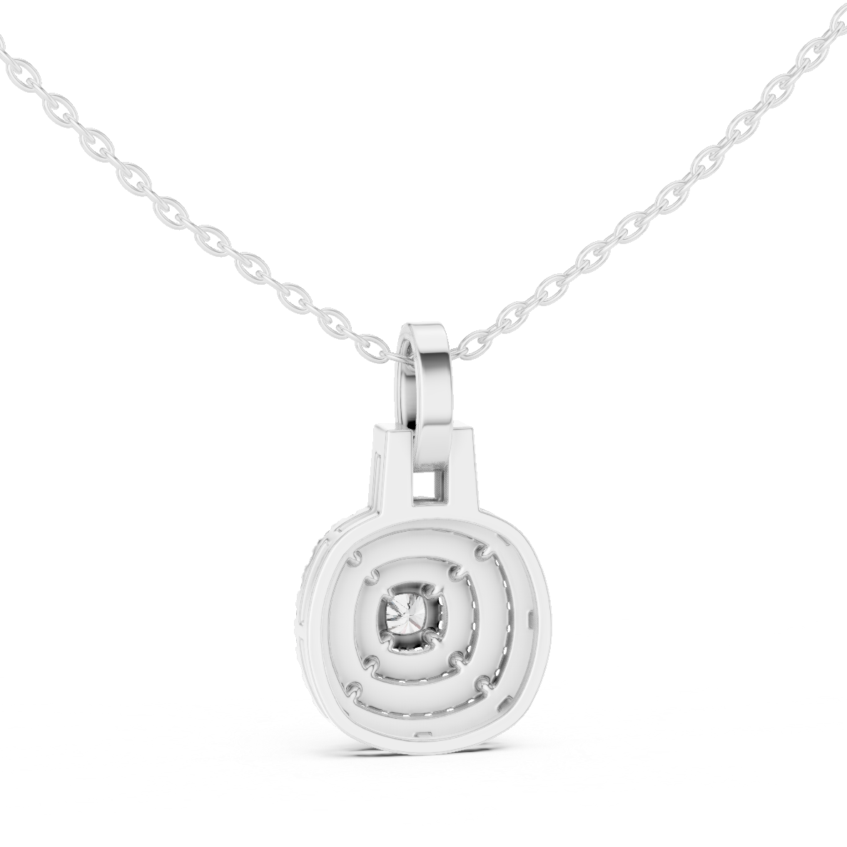 Double Halo Cushion Cut Lab-Grown Diamond Pendant 14K Rose Gold