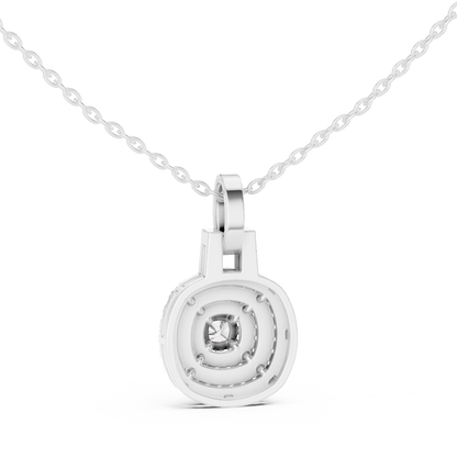 Double Halo Cushion Cut Lab-Grown Diamond Pendant 14K Rose Gold