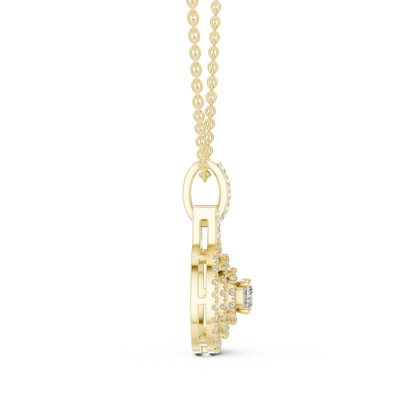 Double Halo Cushion Cut Lab-Grown Diamond Pendant 14K Rose Gold