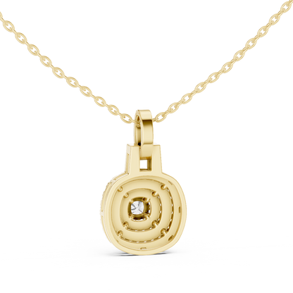 Double Halo Cushion Cut Lab-Grown Diamond Pendant 14K Rose Gold