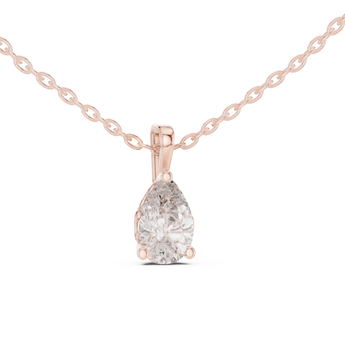 Elegant Pear Cut Lab-Grown Diamond Solitaire Pendant Rose Gold