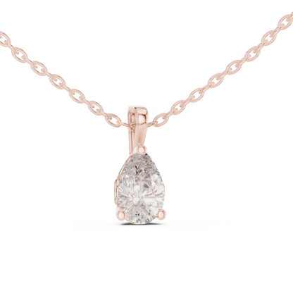 Elegant Pear Cut Lab-Grown Diamond Solitaire Pendant Rose Gold