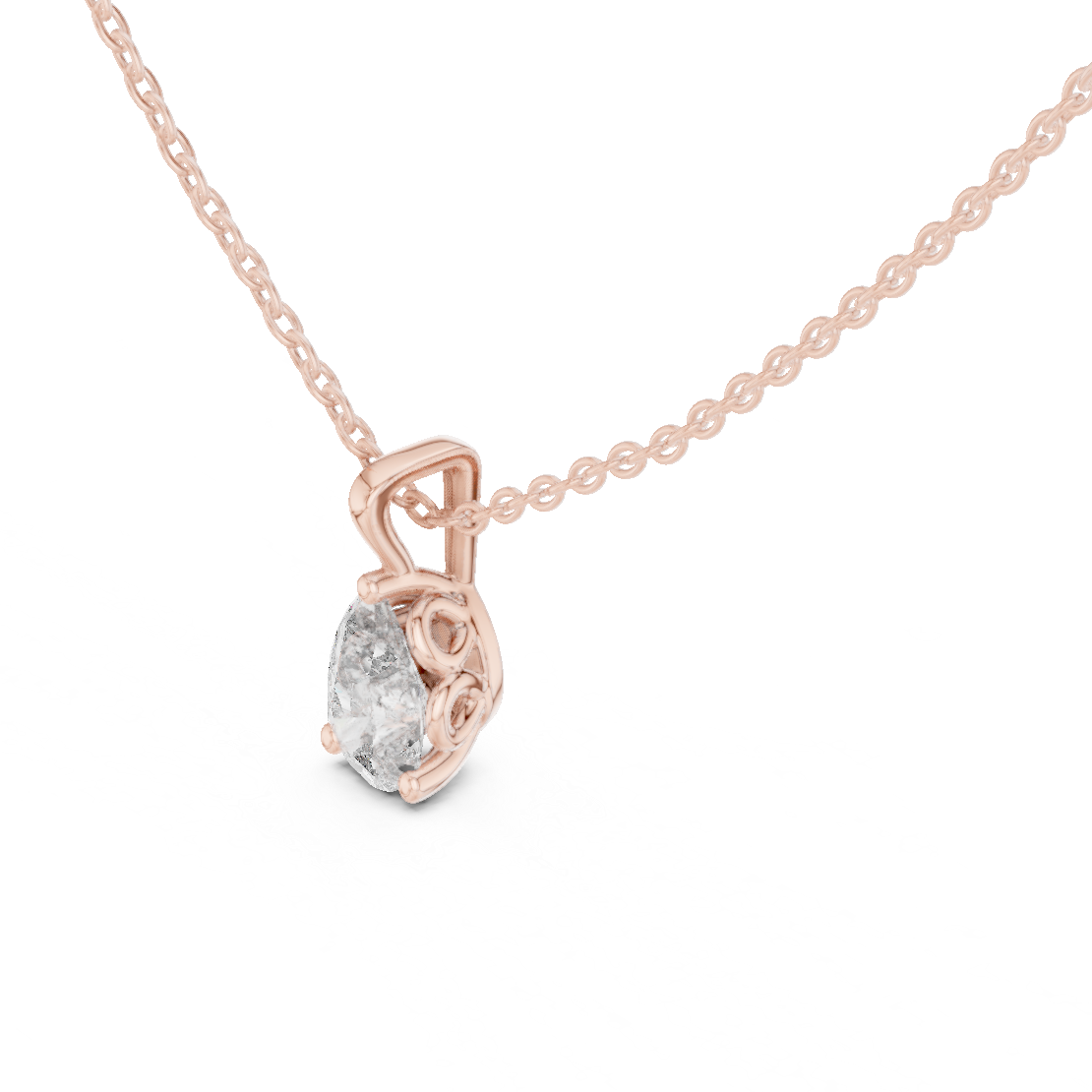 Elegant Pear Cut Lab-Grown Diamond Solitaire Pendant Rose Gold