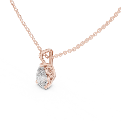 Elegant Pear Cut Lab-Grown Diamond Solitaire Pendant Rose Gold