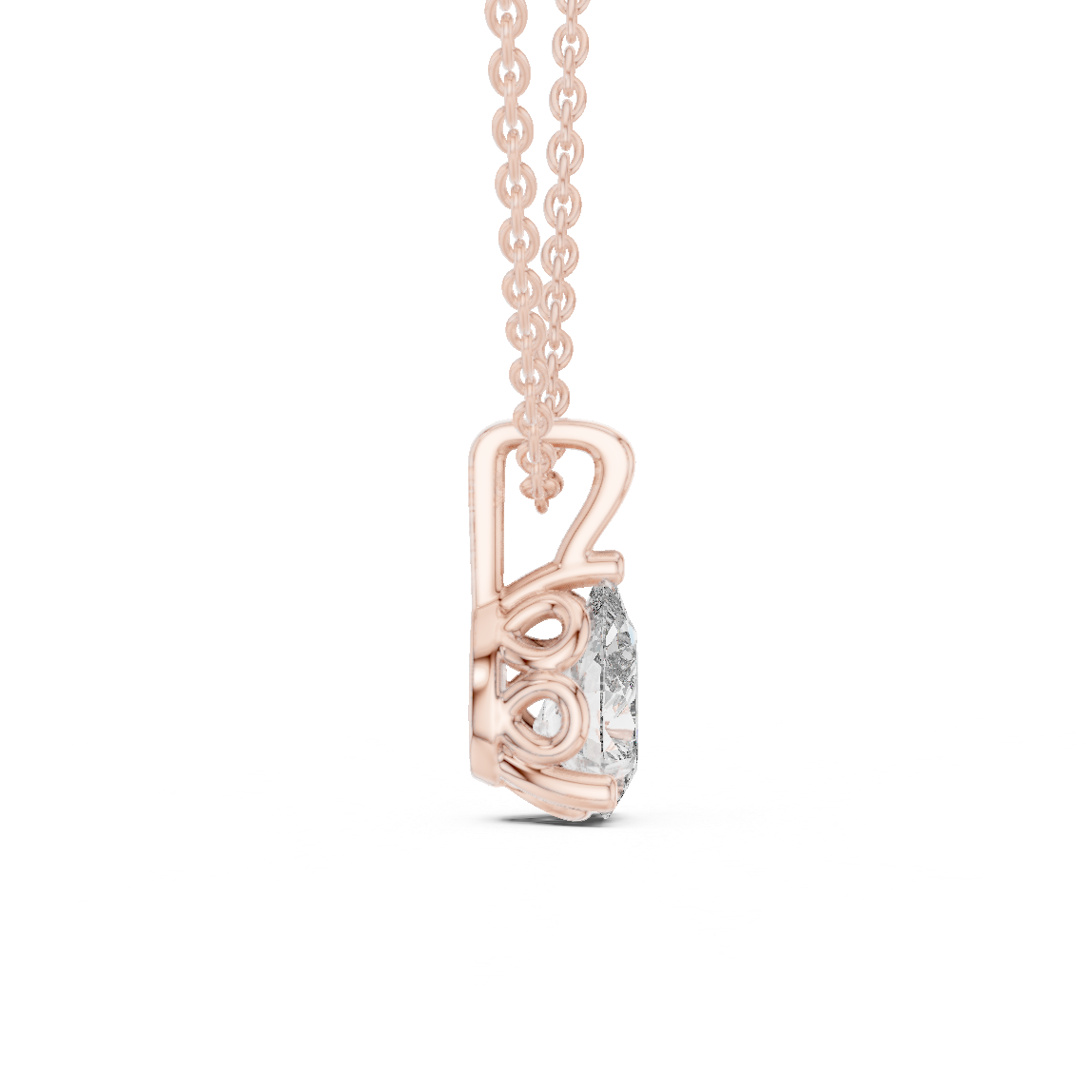 Elegant Pear Cut Lab-Grown Diamond Solitaire Pendant Rose Gold