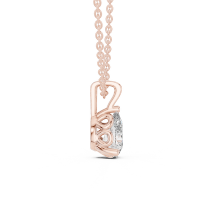 Elegant Pear Cut Lab-Grown Diamond Solitaire Pendant Rose Gold