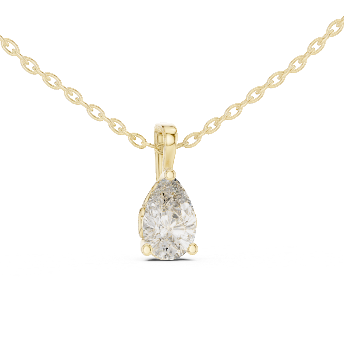 Elegant Pear Cut Lab-Grown Diamond Solitaire Pendant Rose Gold