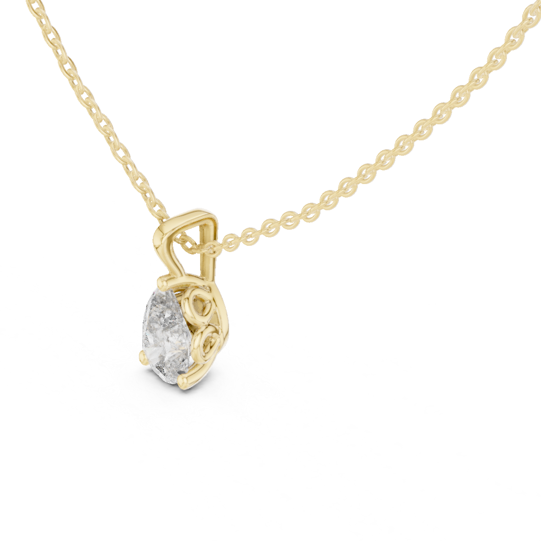 Elegant Pear Cut Lab-Grown Diamond Solitaire Pendant Rose Gold
