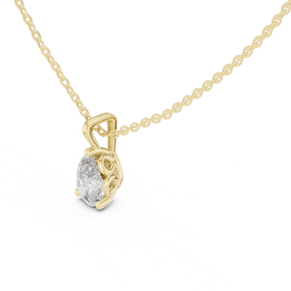 Elegant Pear Cut Lab-Grown Diamond Solitaire Pendant Rose Gold