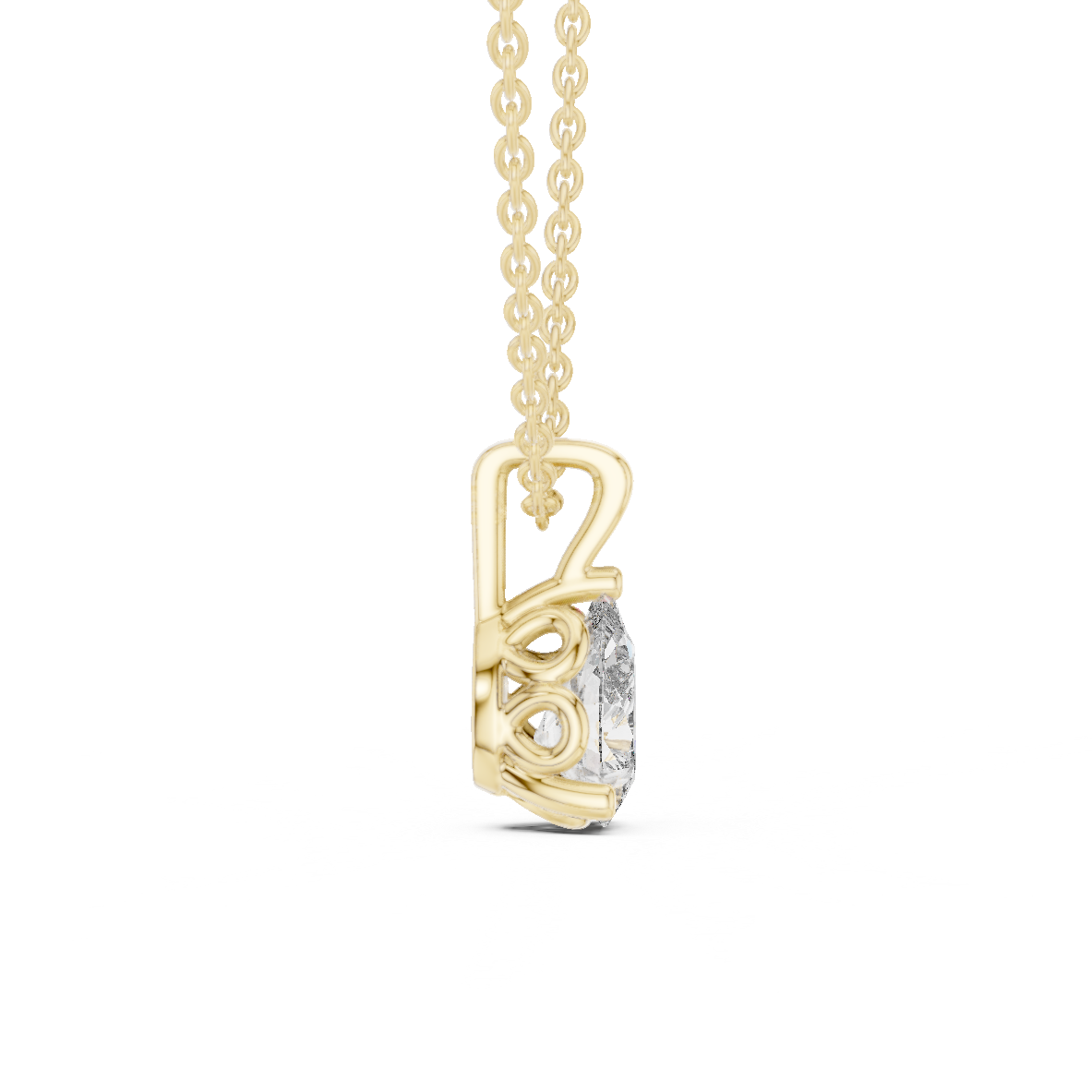 Elegant Pear Cut Lab-Grown Diamond Solitaire Pendant Rose Gold