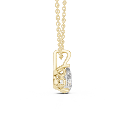 Elegant Pear Cut Lab-Grown Diamond Solitaire Pendant Rose Gold
