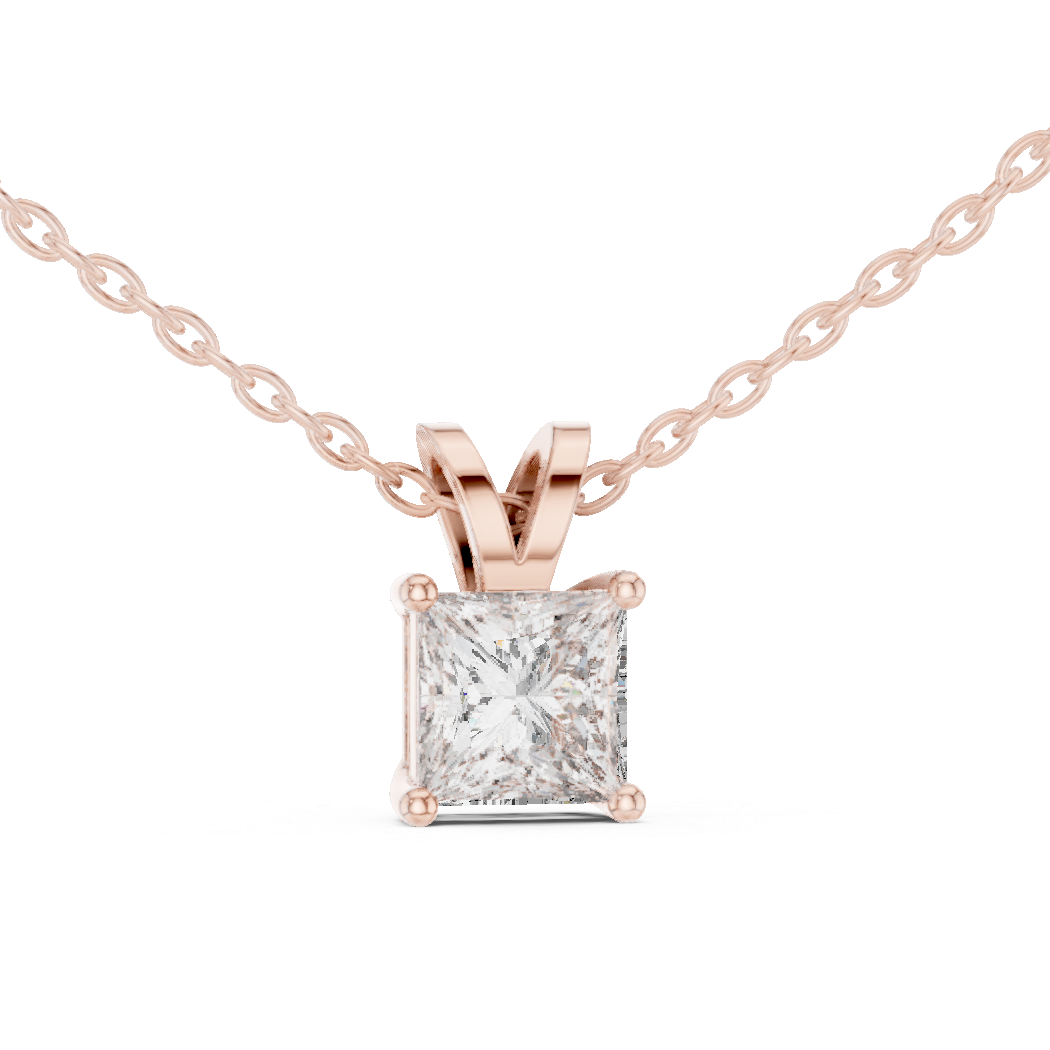 Classic Princess Solitaire Lab Grown Diamond Pendant For Women
