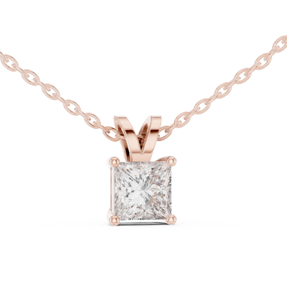 Classic Princess Solitaire Lab Grown Diamond Pendant For Women