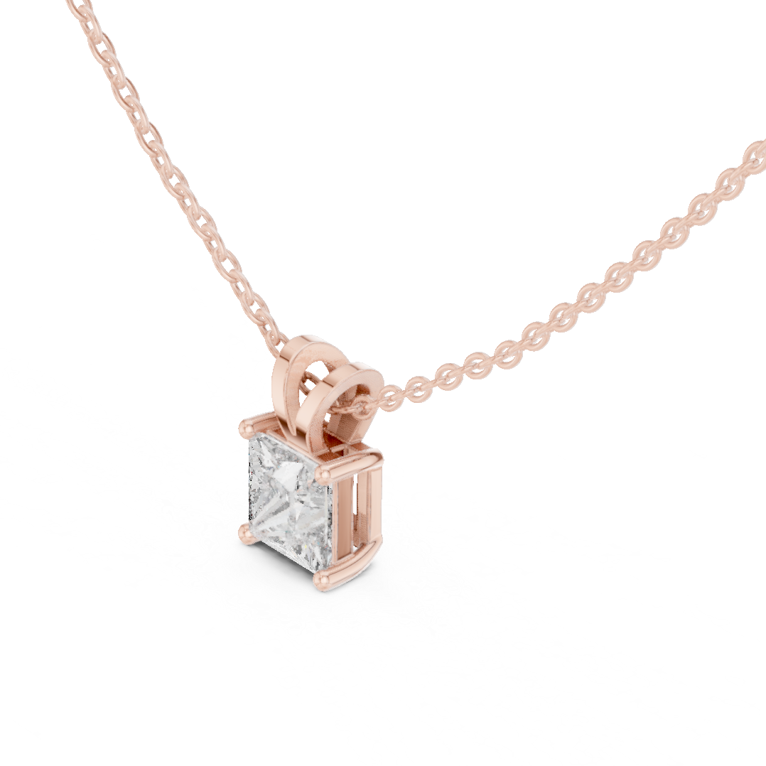 Classic Princess Solitaire Lab Grown Diamond Pendant For Women