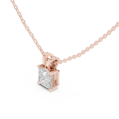 Classic Princess Solitaire Lab Grown Diamond Pendant For Women