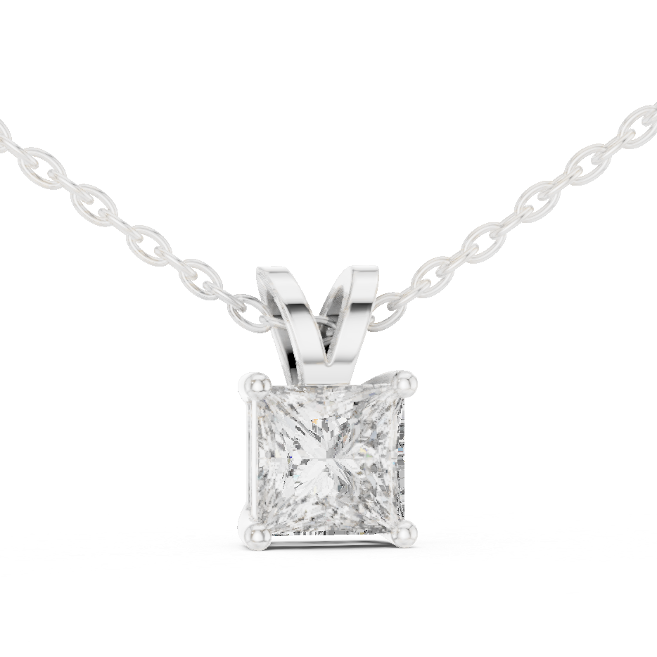 Classic Princess Solitaire Lab Grown Diamond Pendant For Women