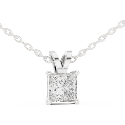 Classic Princess Solitaire Lab Grown Diamond Pendant For Women