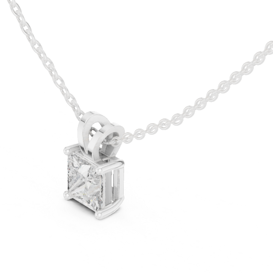 Classic Princess Solitaire Lab Grown Diamond Pendant For Women