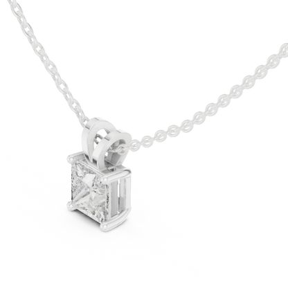 Classic Princess Solitaire Lab Grown Diamond Pendant For Women