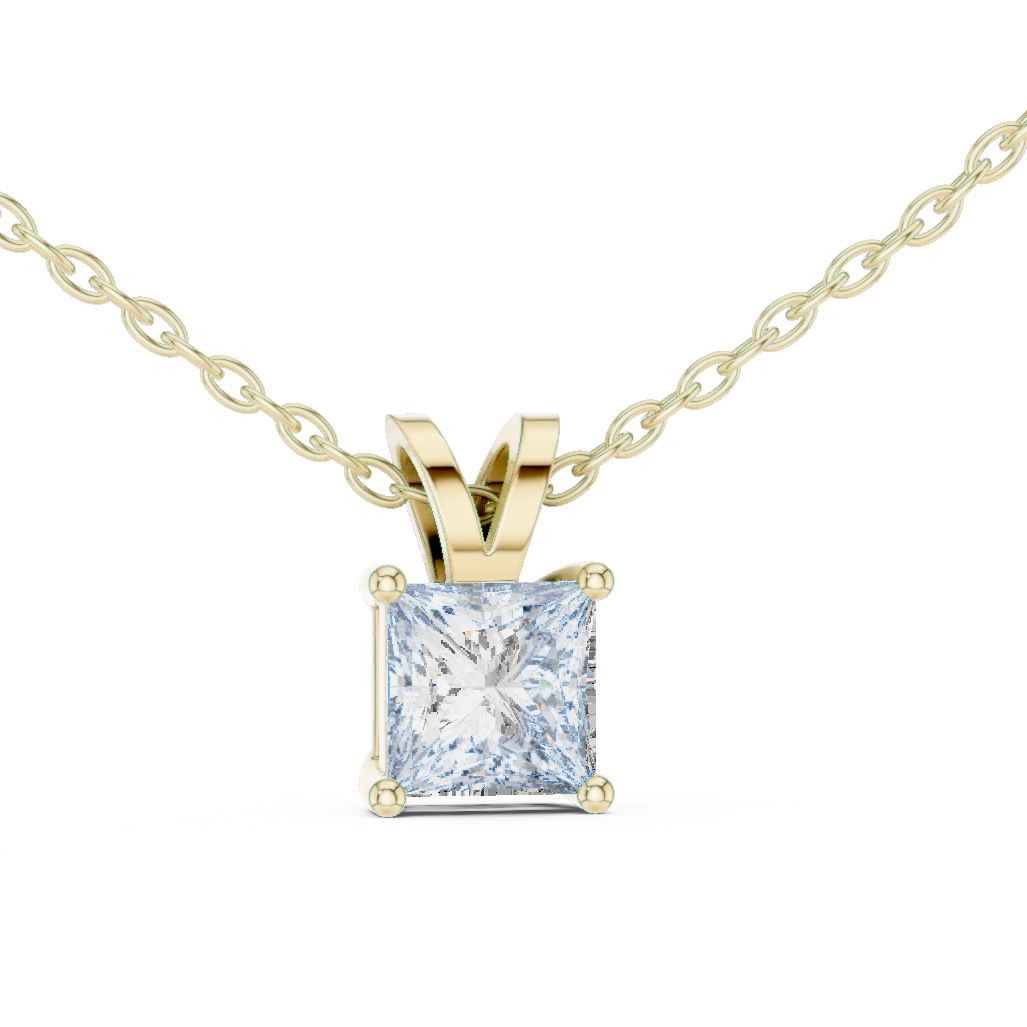 Classic Princess Solitaire Lab Grown Diamond Pendant For Women