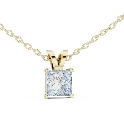 Classic Princess Solitaire Lab Grown Diamond Pendant For Women
