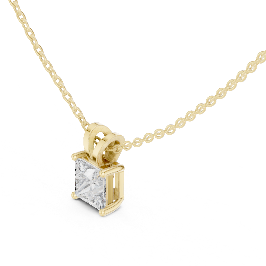 Classic Princess Solitaire Lab Grown Diamond Pendant For Women