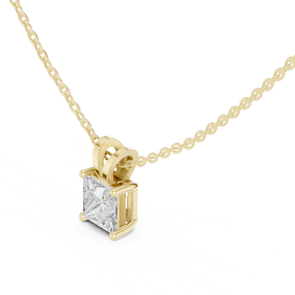 Classic Princess Solitaire Lab Grown Diamond Pendant For Women
