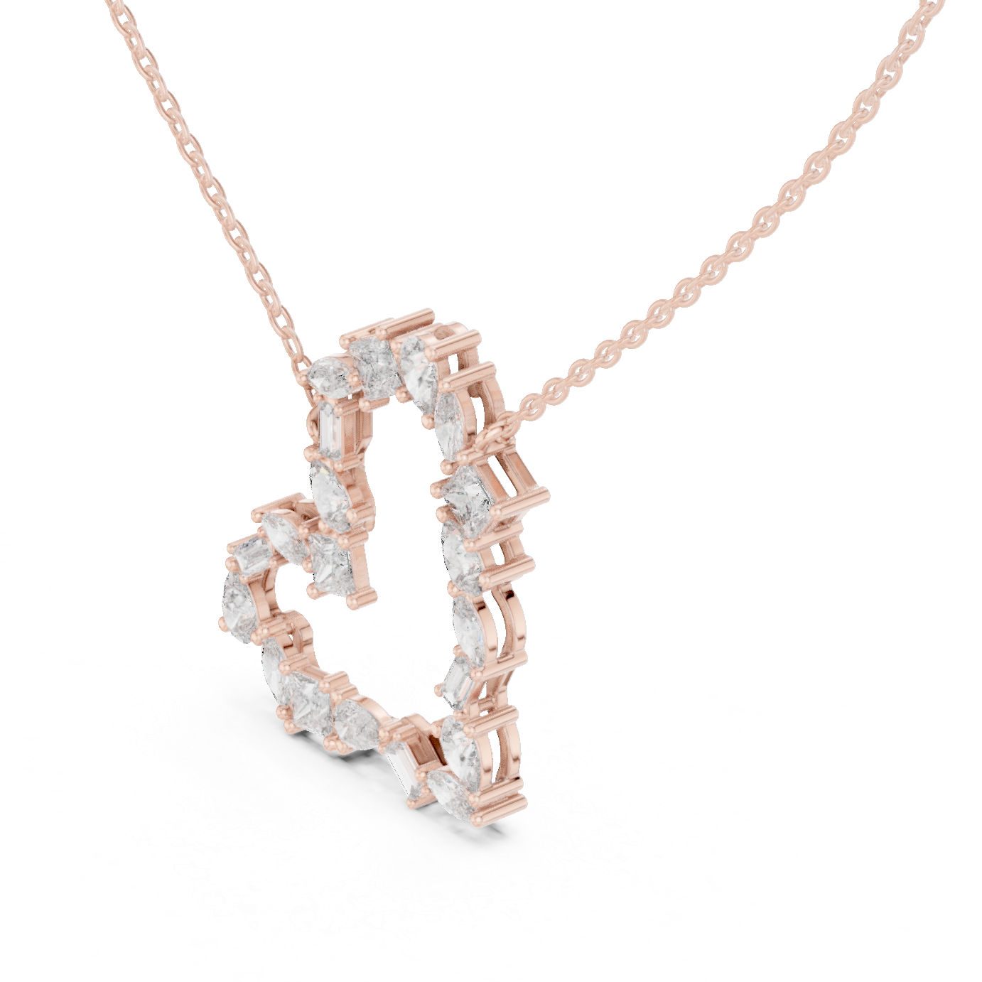 Designer Multi-Shape Lab-Grown Diamond Heart Casual Pendant for Women