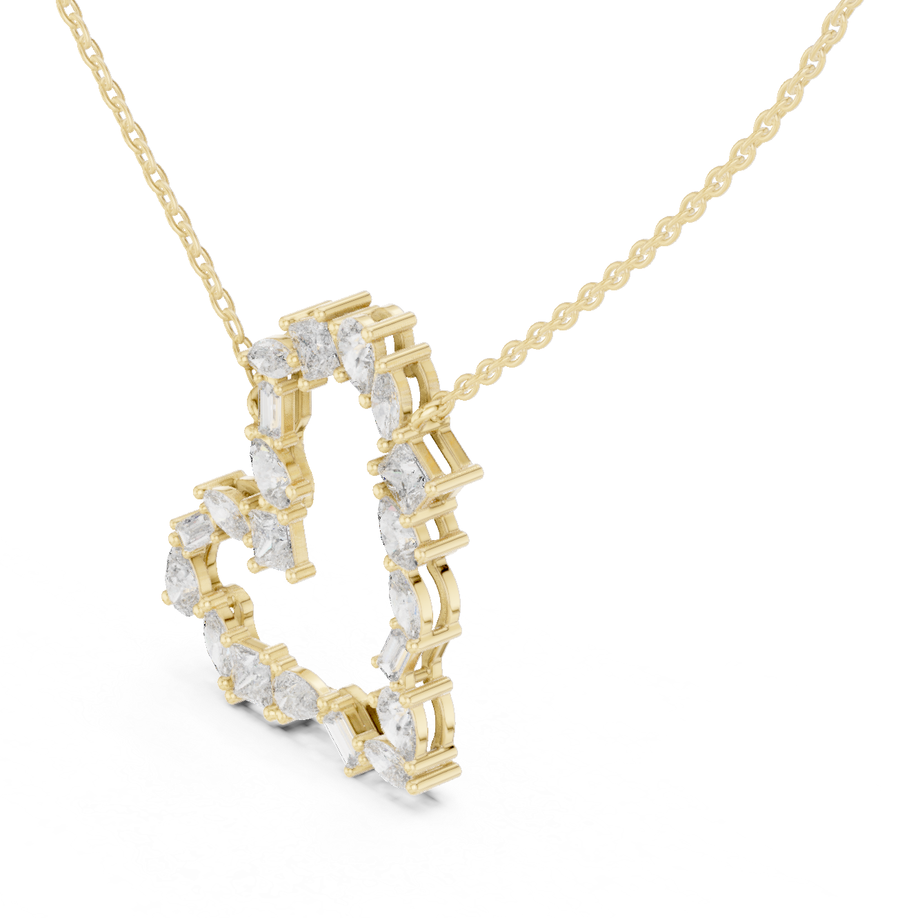 Designer Multi-Shape Lab-Grown Diamond Heart Casual Pendant for Women