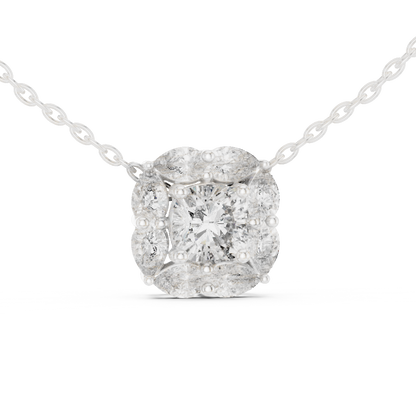 Cushion Cut Pear Halo Lab Grown Diamond Pendant in 14K Rose Gold