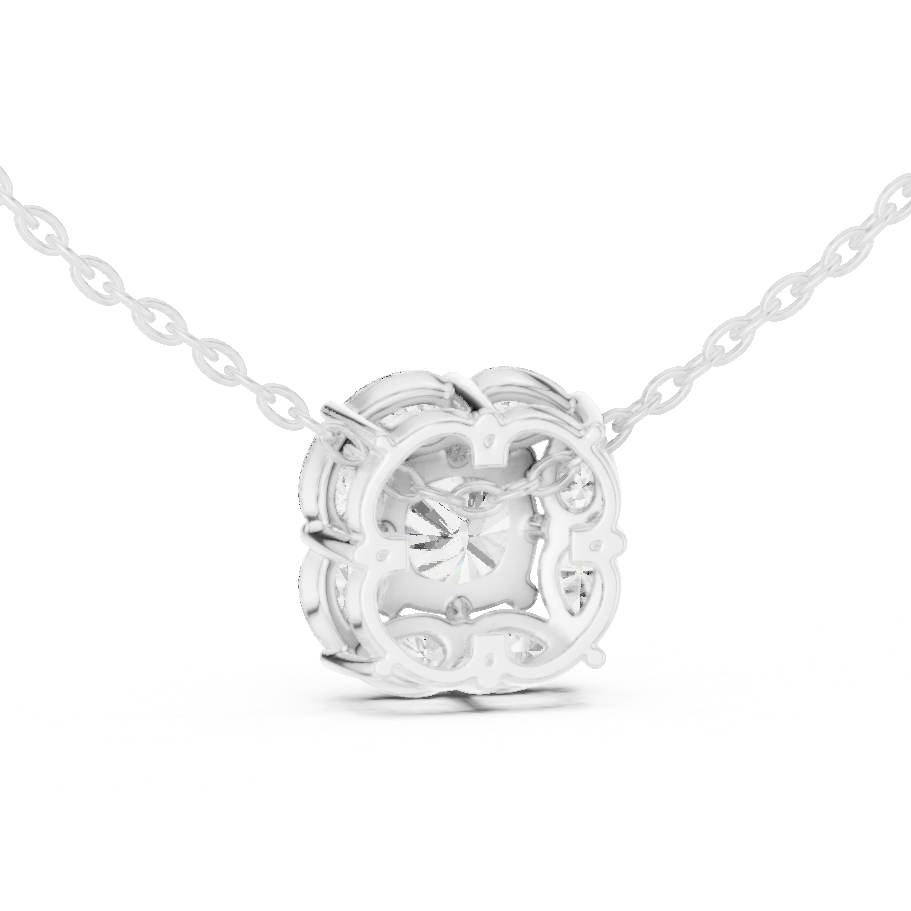 Cushion Cut Pear Halo Lab Grown Diamond Pendant in 14K Rose Gold